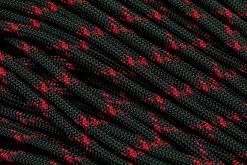 Knivesandtools 550 Paracord Type III, Colour: Black & Imperial Red X - 50 Ft (15.24 Meters)